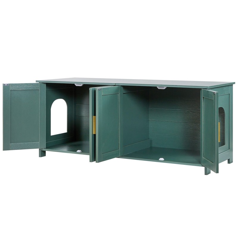 Kissanvessakaappi melamiinipintainen lastulevy ja MDF 120 cm retro vihreä 4 ovea