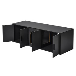 Kissanhiekkalaatikon kaappi lastulevy 147 cm musta kahdelle kissalle sisäkäyttöön