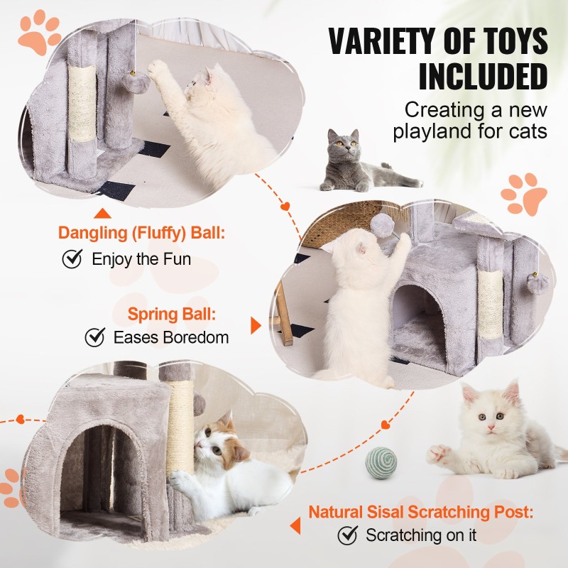 Kissapuu 4 tasoa P2-luokan lastulevy sisal-pylväät 80 cm vaaleanharmaa