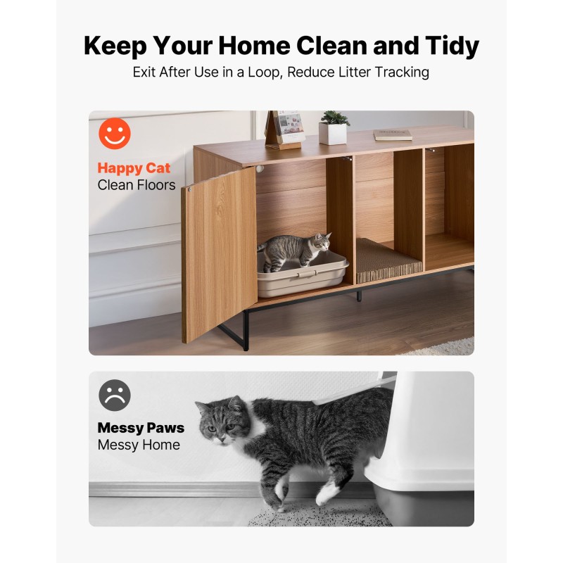 Kissan hiekkalaatikkokaappi 120 cm leveä lastulevy vedenpitävällä pinnalla raapimisalustalla ilmanvaihtoaukoilla