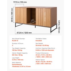 Kissan hiekkalaatikkokaappi 120 cm leveä lastulevy vedenpitävällä pinnalla raapimisalustalla ilmanvaihtoaukoilla