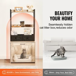 Puinen kissanvessakaappi 12 mm MDF 59,9x50x127 cm 2 hyllyä 2 koria