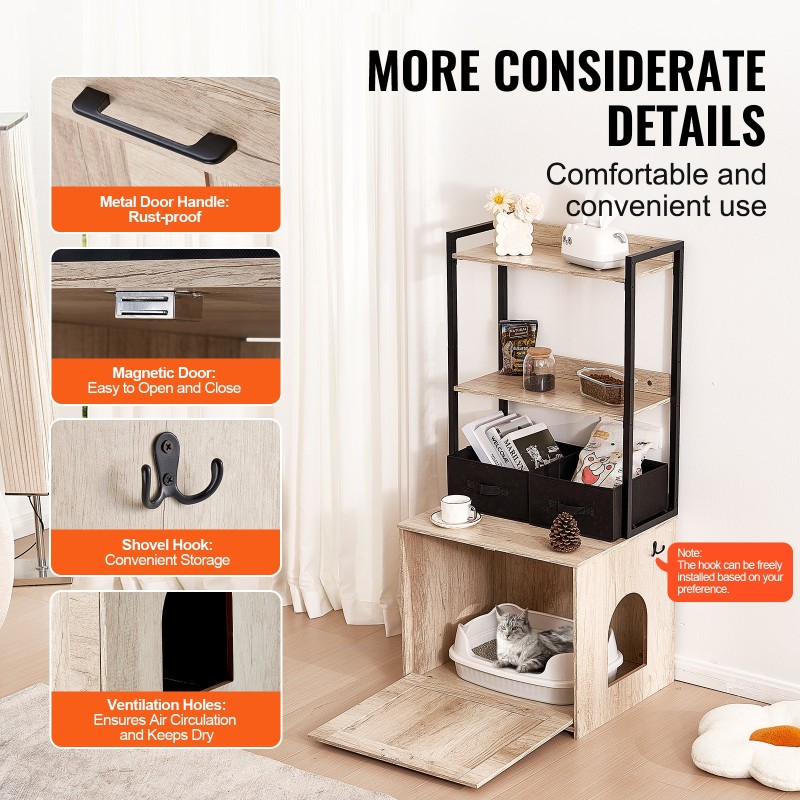 Puinen kissanvessakaappi 12 mm MDF 59,9x50x127 cm 2 hyllyä 2 koria