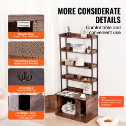 Kissanvessakaappi MDF-levy 4 hyllyä tummanruskea mitat 850 x 490 x 1836 mm