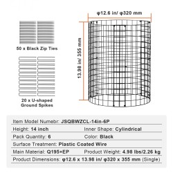 Kasvisuoja muovipinnoitetusta hiiliteräksestä 6 kpl halkaisija 320 mm korkeus 355 mm ulkokasveille