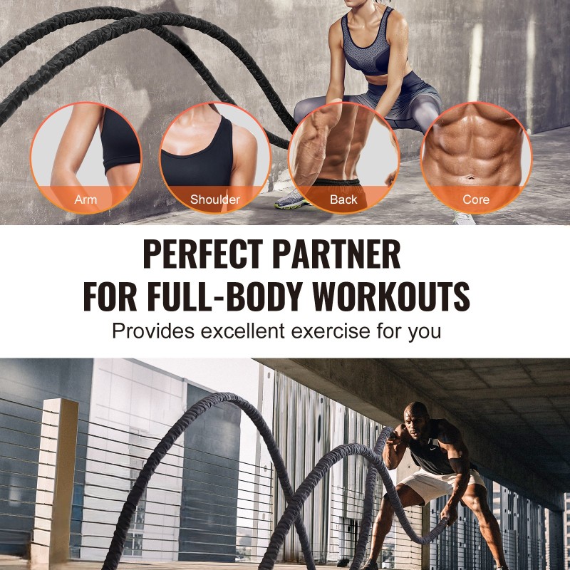 Harjoitusköysi polyesteri 9,1 m halkaisija 38 mm paino 7,2 kg suojasukalla ankkurilla