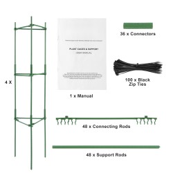 Tomaatinhäkki hiiliterästä muovipinnoitteella 1620 millimetriä korkea neljän kappaleen setti tomaateille pinottava