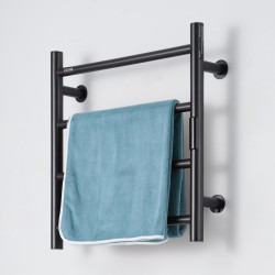 Seinäkiinnitteinen ruostumattomasta teräksestä valmistettu pyyhekuivain neljällä tangolla IPX5 roiskesuojaus 5 lämpötilatasoa