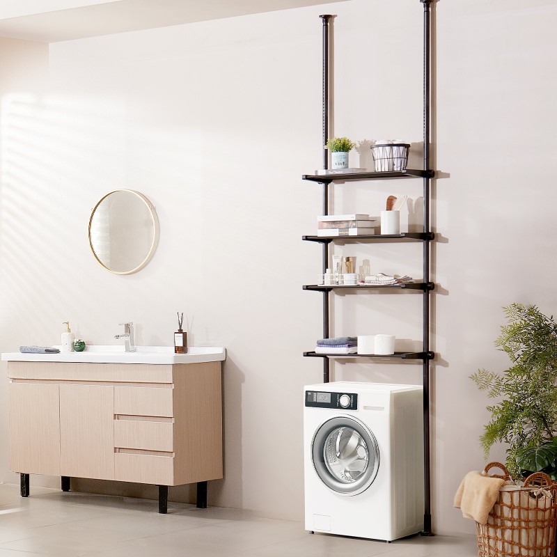 Wc:n yläpuolelle asennettava 4-tasoinen säädettävä alumiini-teräs hylly 1337–3370 mm