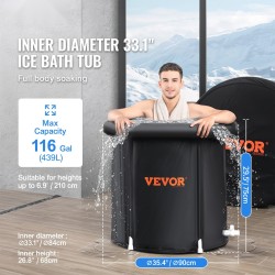 Jääkylpyamme 90 cm 370 l täytettävä kolmikerroksinen komposiittimateriaali taitettava mukana kansi