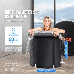 Kylmävesiterapia-amme 3-kerroksinen komposiittimateriaali 80 x 75 cm 290 l taitettava palautumiseen