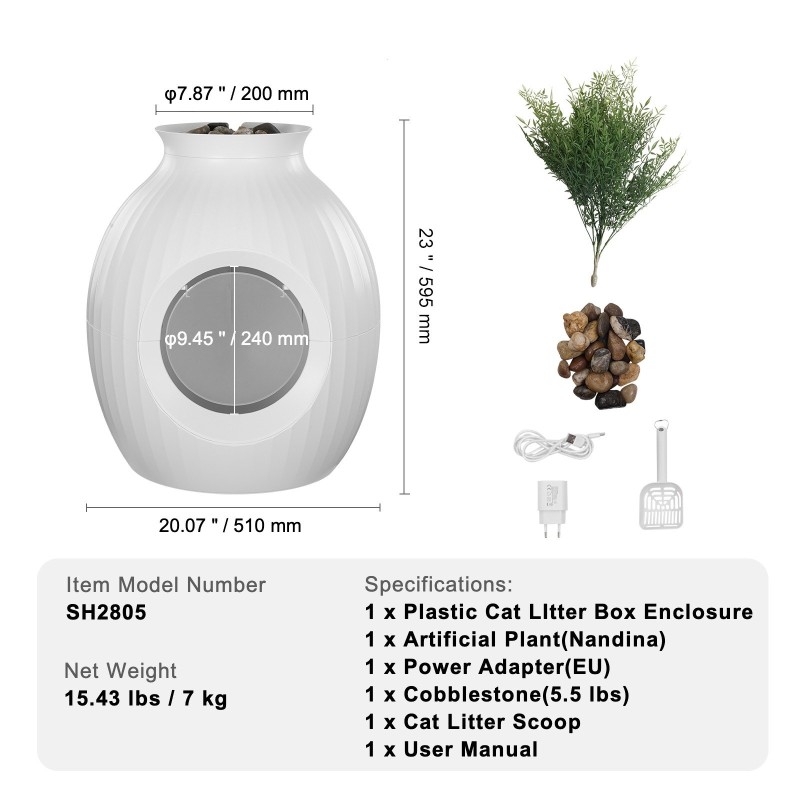 Kissan hiekkalaatikko ABS-muovinen piilotettu älykäs hajunhallinta 9,48 tuuman sisäänkäynti valaistuksella