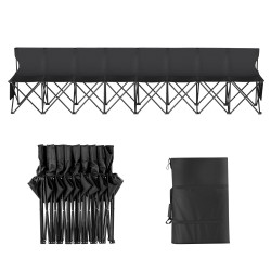 Taitettava kangaspenkki 8-paikkainen 600D Oxford musta joukkueille kantolaukulla