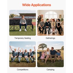 Taitettava nelipaikkainen penkki 600D kankaasta rautaputkirungolla kantolaukulla ulkokäyttöön musta