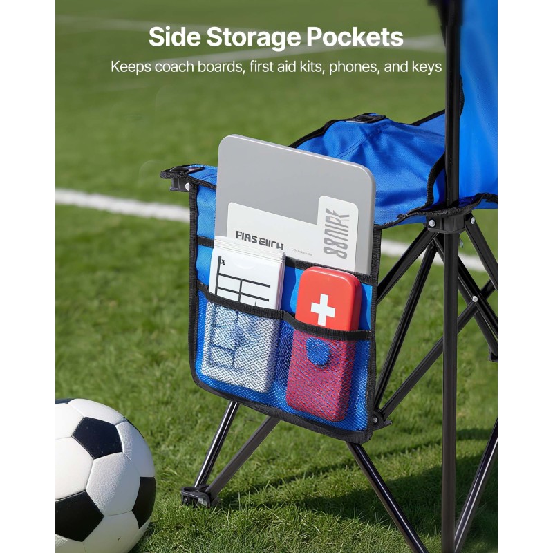 Taitettava 8-paikkainen penkki 600D Oxford-kangas pyöreät rautaputket selkänojalla sivutaskuilla kantolaukulla sininen