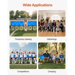 Taitettava 6-paikkainen penkki selkänojalla 600D kangas rautaputkilla sininen kantolaukulla ulkotapahtumiin