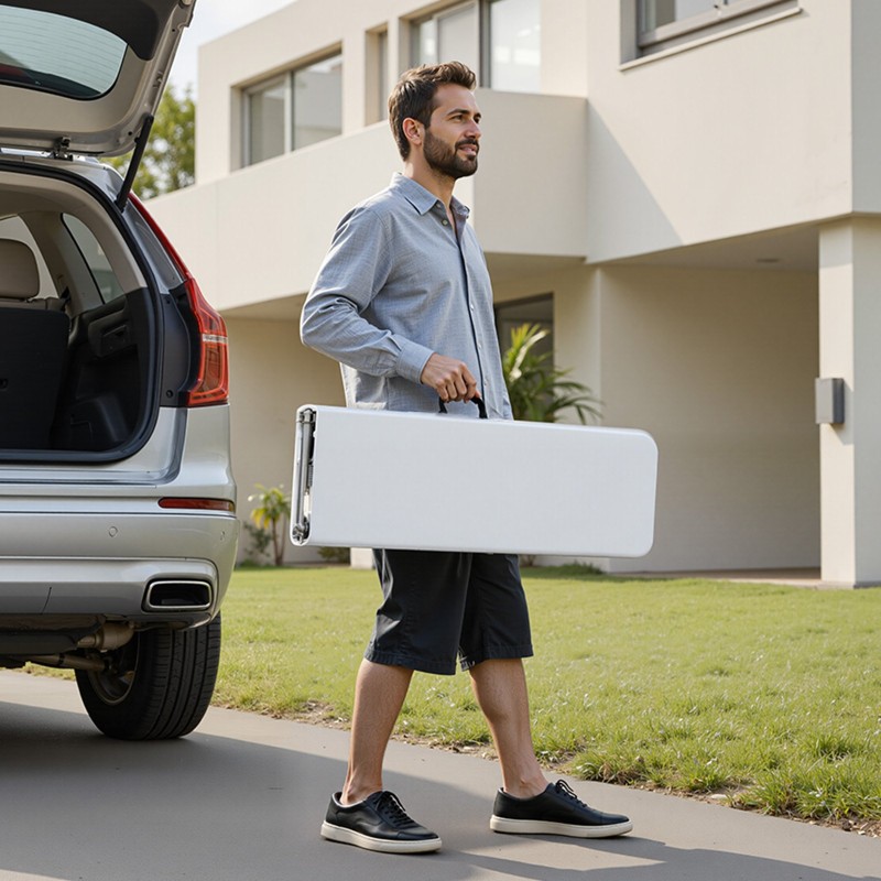 Taitettava penkki muoviistuin teräsjalat 182 cm valkoinen 1 kpl sisä ja ulkokäyttö