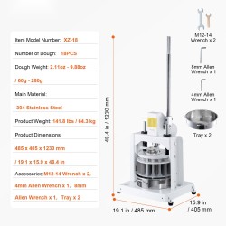 Pöytämallinen taikinanjakaja 18 taikinapalaa 60–280 g rauta ja 304 ruostumaton teräs leipomoille