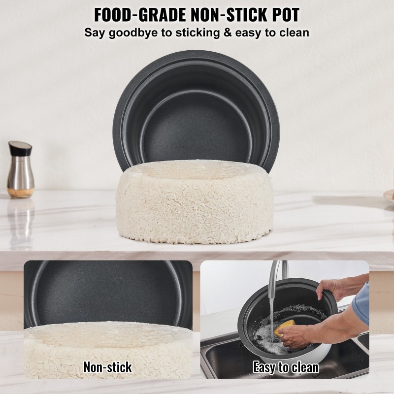 Kaupallinen riisinkeitin 10 l Teflonpinnoitettu alumiininen sisäkattila 50 kupillista 24 tunnin lämpimänäpito