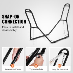 Riippumatonteline teräsputkinen 1–2 hengelle 2,1–3,9 m kantavuus 450 paunaa