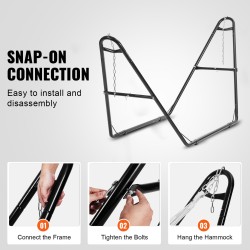 Riippumattoteline teräsputkinen kahden hengen 250 kg kantavuus 2,3–3,9 m pitkille riippumatoille