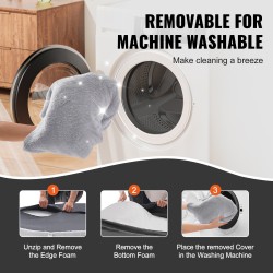 Koiranpeti ihmiselle tekoturkki ortopedinen vaahto pestävä päällinen 1825×1220×254 mm harmaa