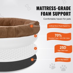Ihmisen kokoinen ortopedinen koiransänky 1825x1220x254 mm tekokanin turkki ruskea