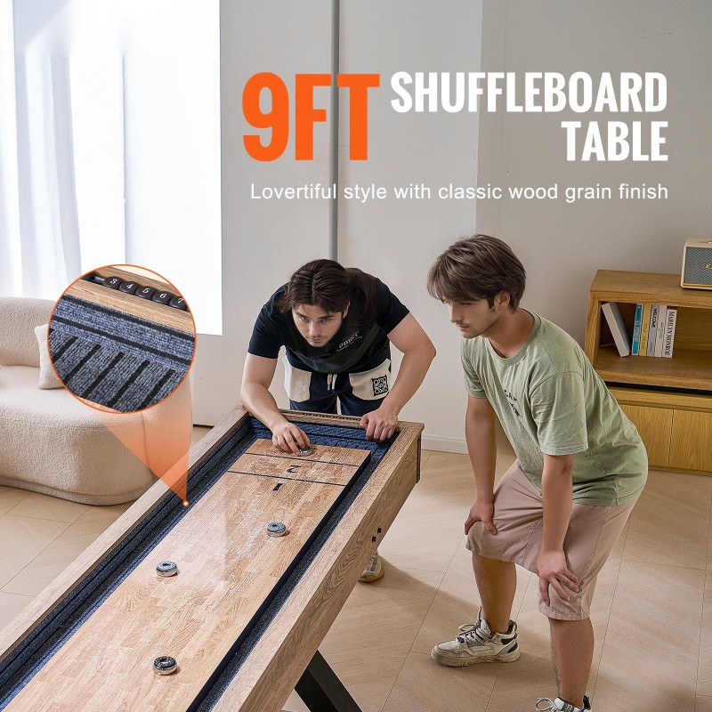 Shuffleboard ja keilapöytä MDF-levy 274,3 cm kaksipuolinen poly-pinnoitettu tarvikkeet mukana