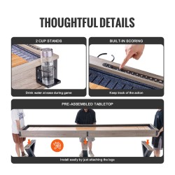 Shuffleboard-pöytä 11,5 jalkaa MDF-runko poly-pinnoitettu pelipinta shuffleboard ja keilapeli mukana kahdeksan kiekkoa