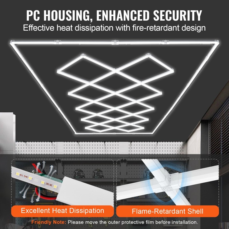 LED-kattovalojärjestelmä neliömalli 14 ruudukkoa 88000 lumen 6500 kelvin autotallivalaistus