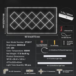 LED-kattovalojärjestelmä neliömalli 14 ruudukkoa 88000 lumen 6500 kelvin autotallivalaistus