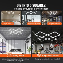 LED-kattovalo 22000 lumenia 6500 kelvin modulaarinen 5-ruutujärjestelmä autotalliin varastoon