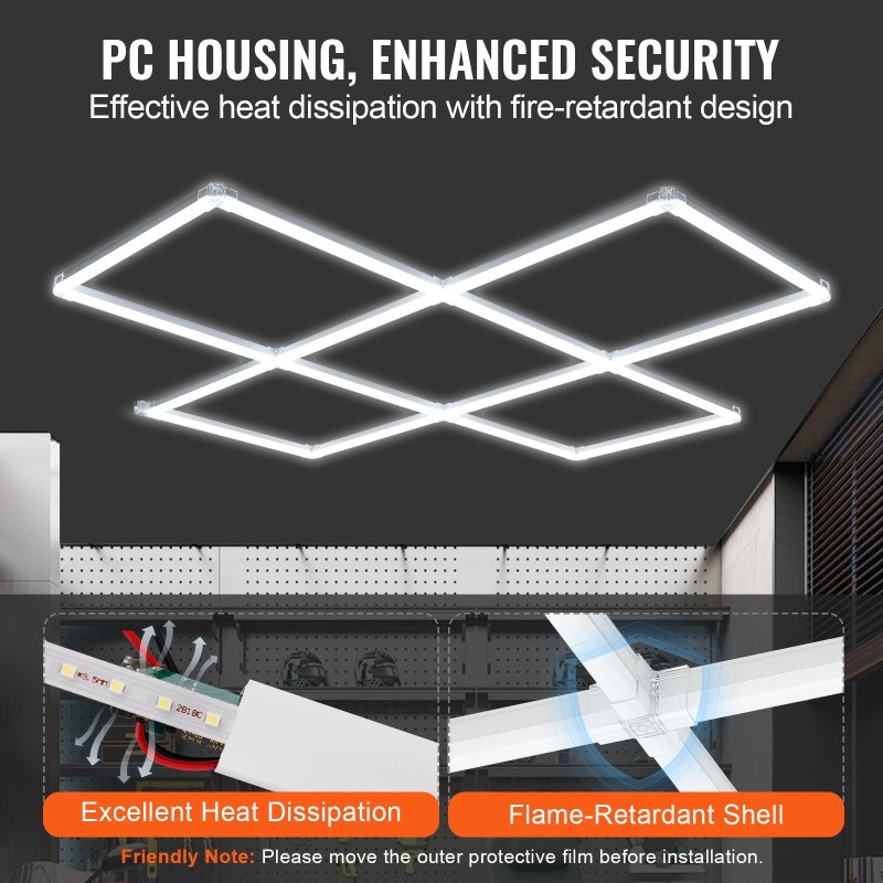 LED-kattovalo 22000 lumenia 6500 kelvin modulaarinen 5-ruutujärjestelmä autotalliin varastoon