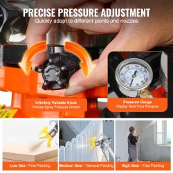 Ilmaton maalausruisku 900 W 1800 psi 1,8 l/min kärry pidennin