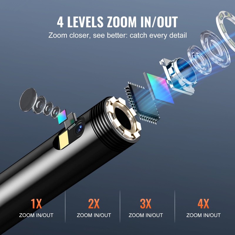 Endoskooppikamera kaksilinssinen 8 mm linssit 5 m kaapeli 4,3 tuuman värinäyttö