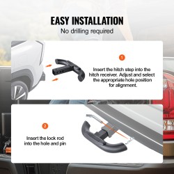 Vetokoukun askelma teräspinnoitettu 50,8 mm vastaanottimeen kantavuus 158,7 kg