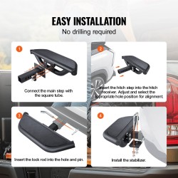 Teräs astinlauta vetokoukkuun 2 tuuman pesään puskurinsuojalla 158,7 kg kantavuudella