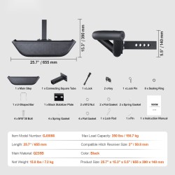 Teräs astinlauta vetokoukkuun 2 tuuman pesään puskurinsuojalla 158,7 kg kantavuudella