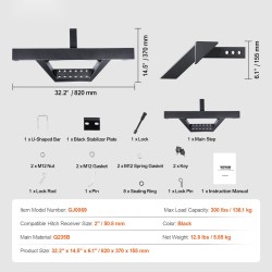 Vetokoukkuaskelma 2 tuuman vetovastaanottimeen teräs liukuestopinta 136 kg kantavuus