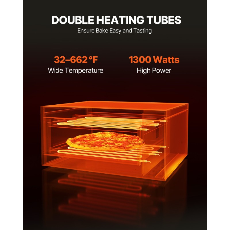 Pöytämallinen sähkökäyttöinen pizzauuni 14 tuumaa ruostumaton teräs 35,56 cm