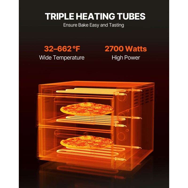 Sähköinen pöytätasouuni pizzalle ruostumaton teräs 35,6 cm 2700 wattia