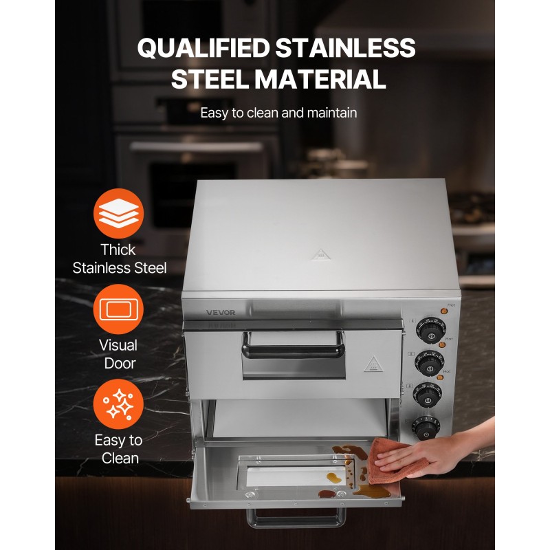 Sähköinen pöytätasouuni pizzalle ruostumaton teräs 35,6 cm 2700 wattia