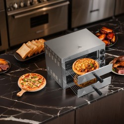 Pöytämallinen sähkökäyttöinen 1700-wattinen pizzauuni 12-tuumaisille elintarvikekelpoinen ruostumaton teräs