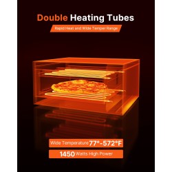 Sähköinen pöytämallinen pizzauuni 12-tuumaisille pizzoille lämpötilansäädöllä irrotettavalla murupellillä