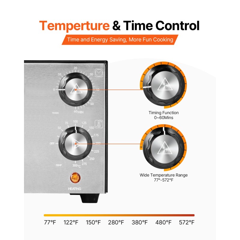Sähköinen pöytämallinen pizzauuni 12-tuumaisille pizzoille lämpötilansäädöllä irrotettavalla murupellillä