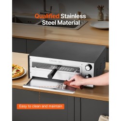 Sähköinen pöytämallinen pizzauuni 12-tuumaisille pizzoille lämpötilansäädöllä irrotettavalla murupellillä