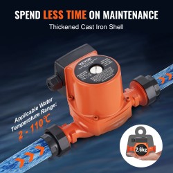 Lämminvesikiertopumppu 1,5 tuuman kierreliitäntä 60 l/min 6 m valurautarunko kolmiportainen nopeudensäätö