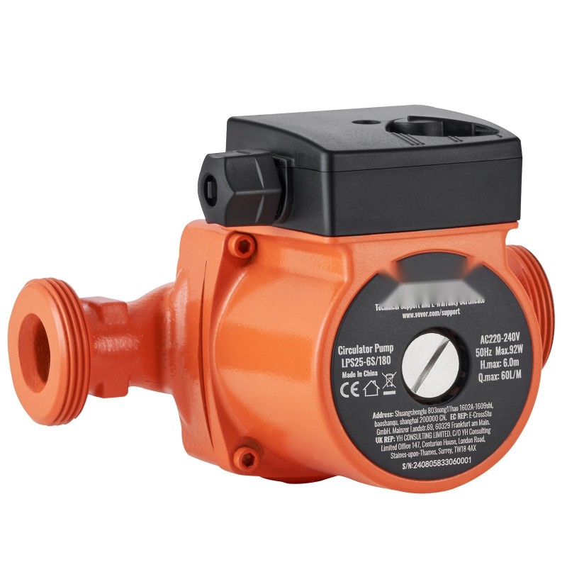 Lämminvesikiertopumppu 1,5 tuuman kierreliitäntä 60 l/min 6 m valurautarunko kolmiportainen nopeudensäätö