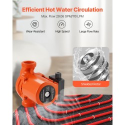 Valurautainen kiertovesipumppu 220–240 V 260 W 110 l/min kierreliitäntä lämmitysjärjestelmiin