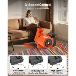 Valurautainen kiertovesipumppu 220–240 V 260 W 110 l/min kierreliitäntä lämmitysjärjestelmiin